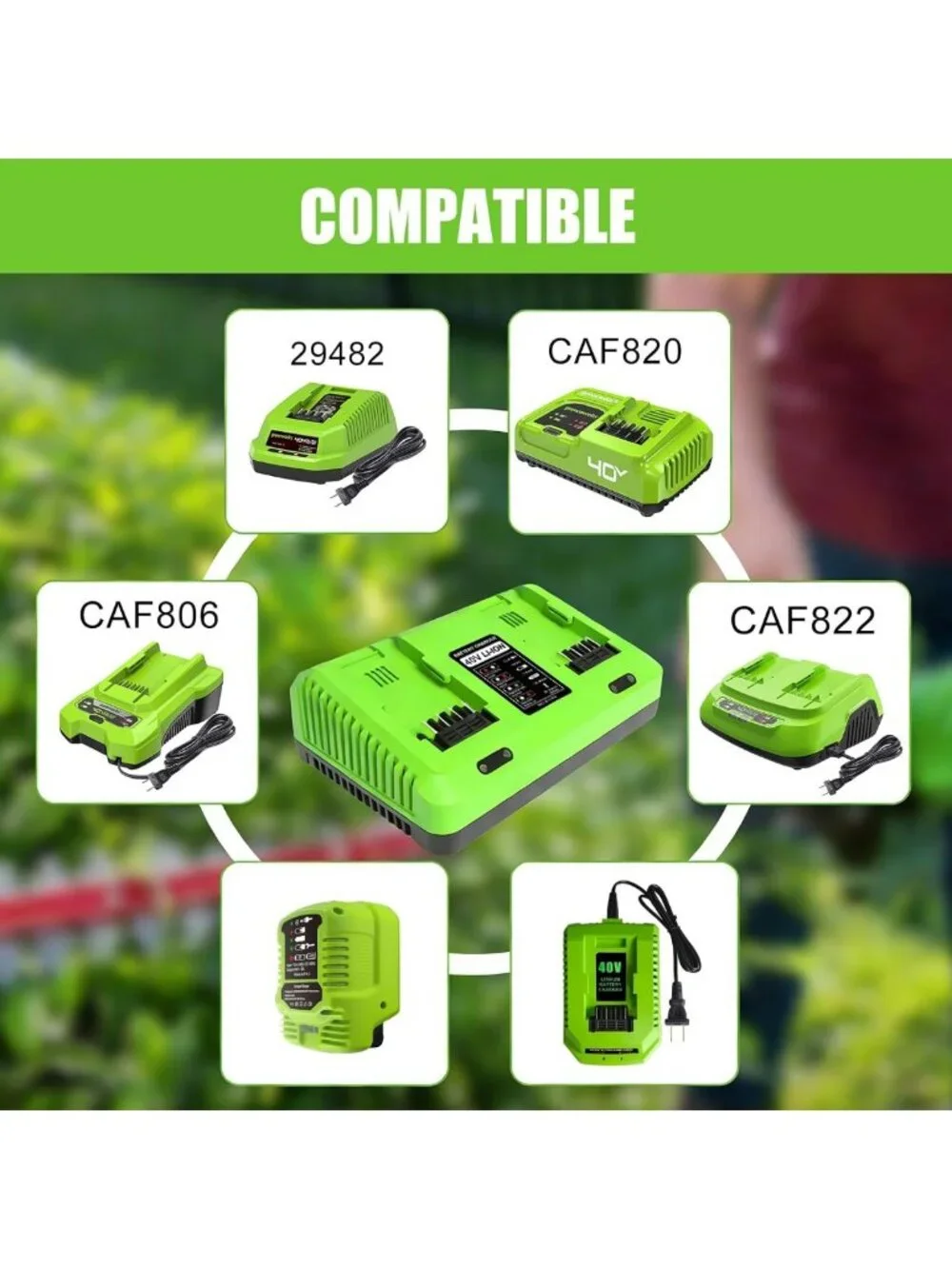 40V Dual-Port Battery Charger for Power Tools - Fast Charging, Compatible